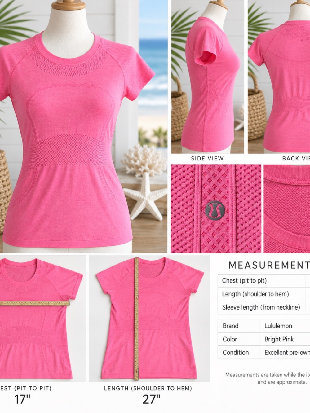 lululemon athletica Bright Pink Short Sleeve Performance Tee